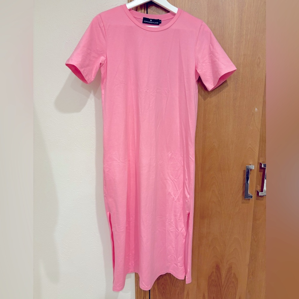 Pomander Place Tuckernuck Pink Shirt Dress Maxi XS. Has been folded in closet.